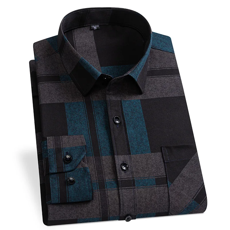 New Plaid Shirts For Men Long Sleeve Non-iron Anti-wrink Fashion Seasons Thin Easy Care Soft Smart Slim Fit Business Dress Shirt - Image 10