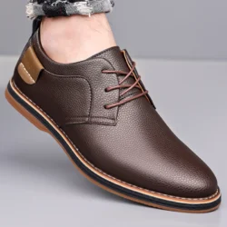 Men's Business Leather Shoes, Breathable & Comfortable, Soft Anti-slip Sole, for Driving, Outdoor Use & Daily Commute-XH202