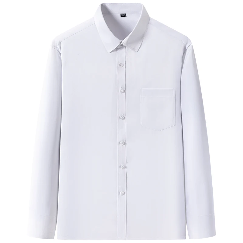 2023 Solid Color Foursided Stretch Long-sleeved Shirt Spring And Autumn Square Collar Business Casual Versatile New Men Clothing - Image 4
