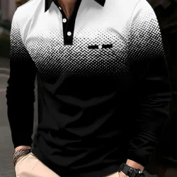 2026 Autumn/Winter New Men's Short-Sleeved Polo Shirt Casual Fashion 3D Black Dot Print Design Outdoor Men's Clothing