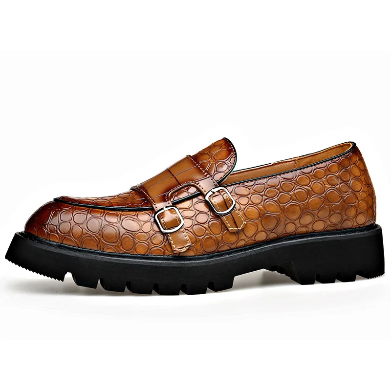 Men's Thick-Sole Leather Buckle Loafers – Business Casual Shoes - Image 5