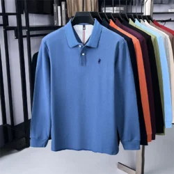 100% cotton high-end brand long sleeve polo shirt new Paul pony embroidery luxury comfort men's business leisure lapel T-shirt