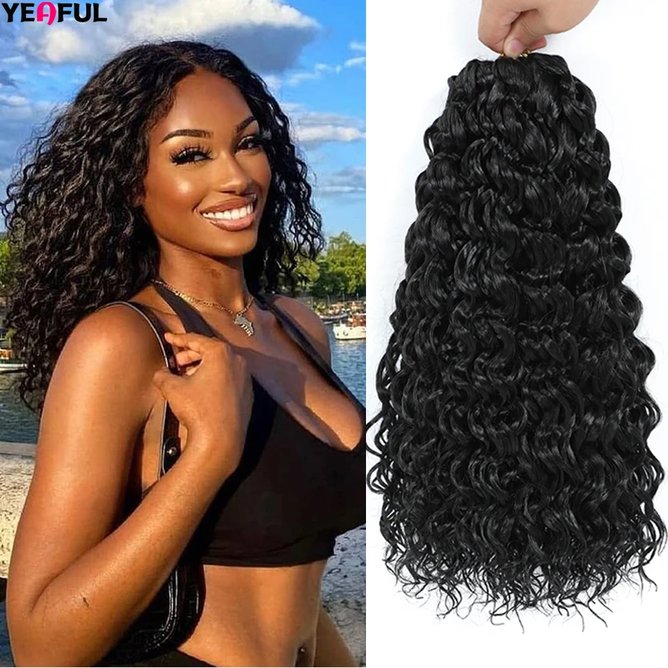 GoGo Curl Crochet Hair 14inch 1-8 Packs Ombre Brown Water Wave Curly Braiding Hair Beach Curl Deep Twist Crochet Hair Extensions - Image 9